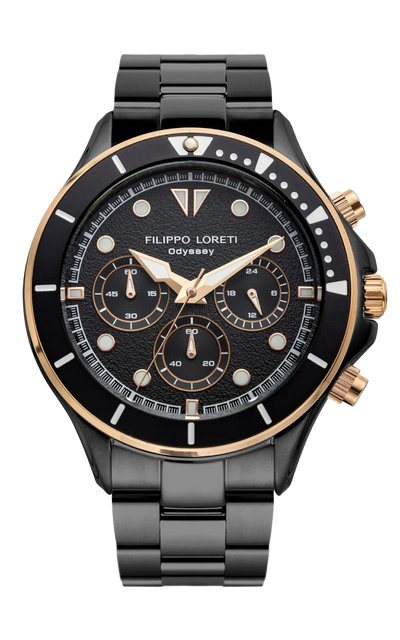 Odyssey Rose Gold Regatta Chrono Black Bracelet