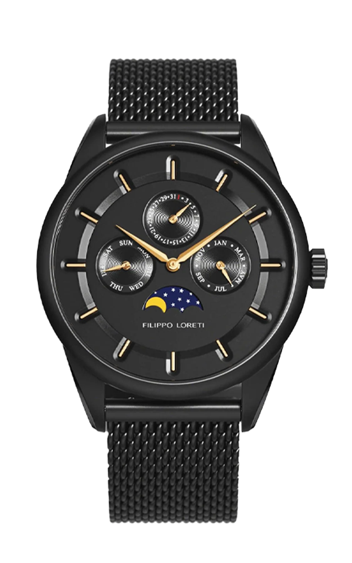 Venice Moonphase Black Gold Mesh