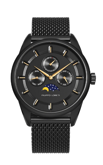 Venice Moonphase Black Gold Mesh