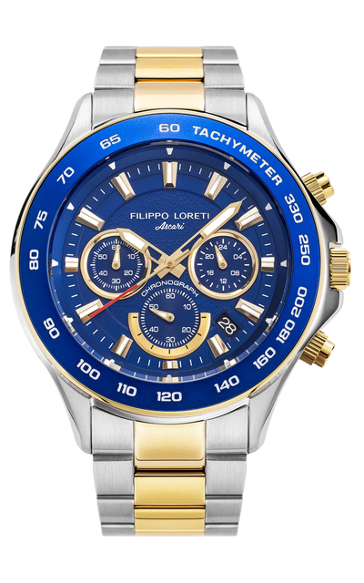 Ascari Monza Two Tone Blue Gold Steel
