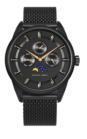 Venice Moonphase Black Gold Mesh