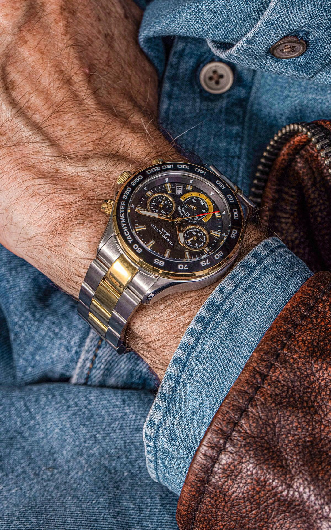 Ascari Monza Two Tone Black Gold Steel Filippo Loreti Watch