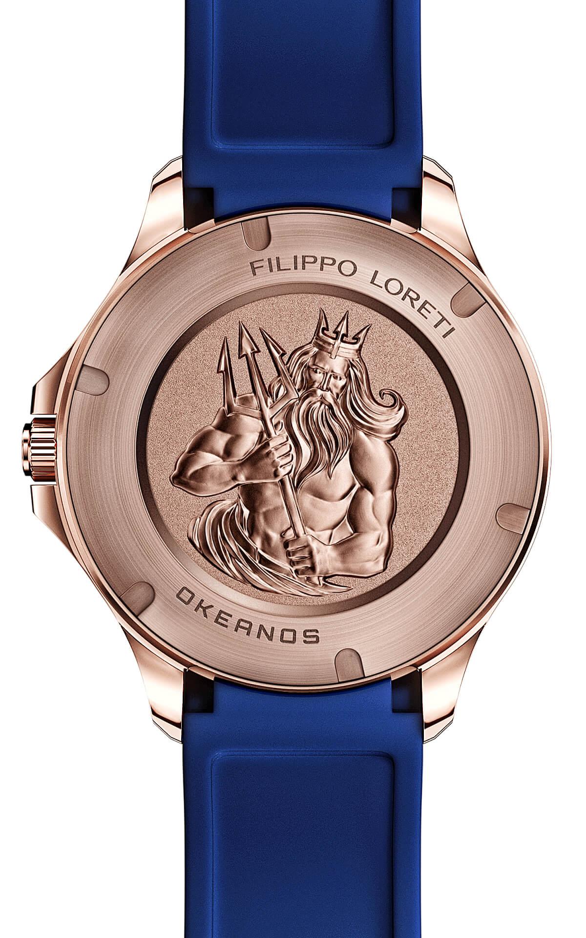 Okeanos Rose Gold Blue Rubber - Filippo Loreti