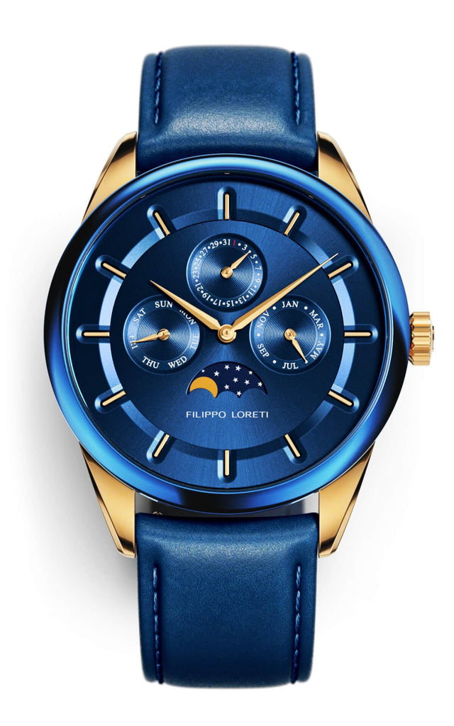 Venice Moonphase Blue Gold Mesh Watch For Men Online