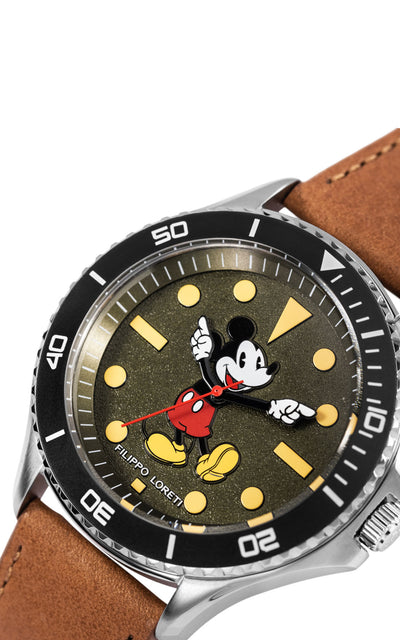 Disney Mickey Mouse Brown Leather